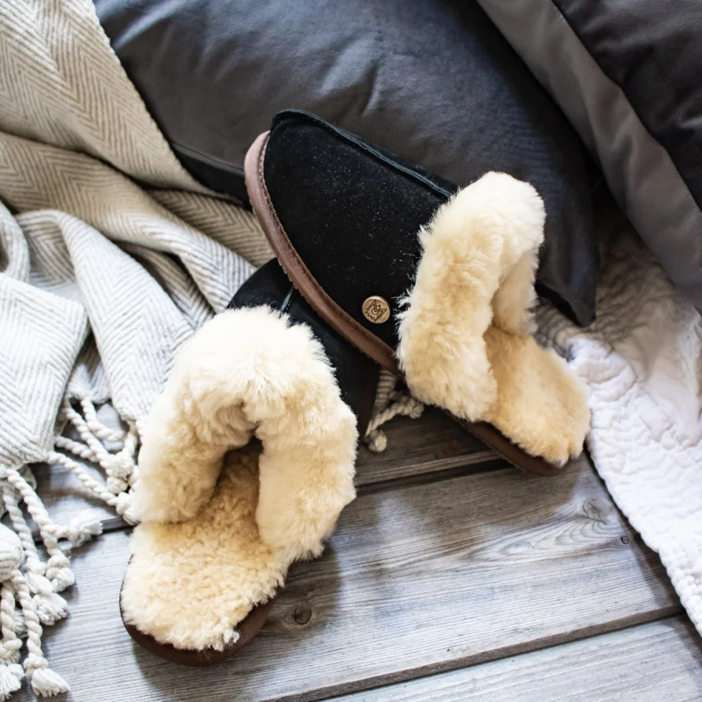 Black Sheepskin Slippers - Image 2