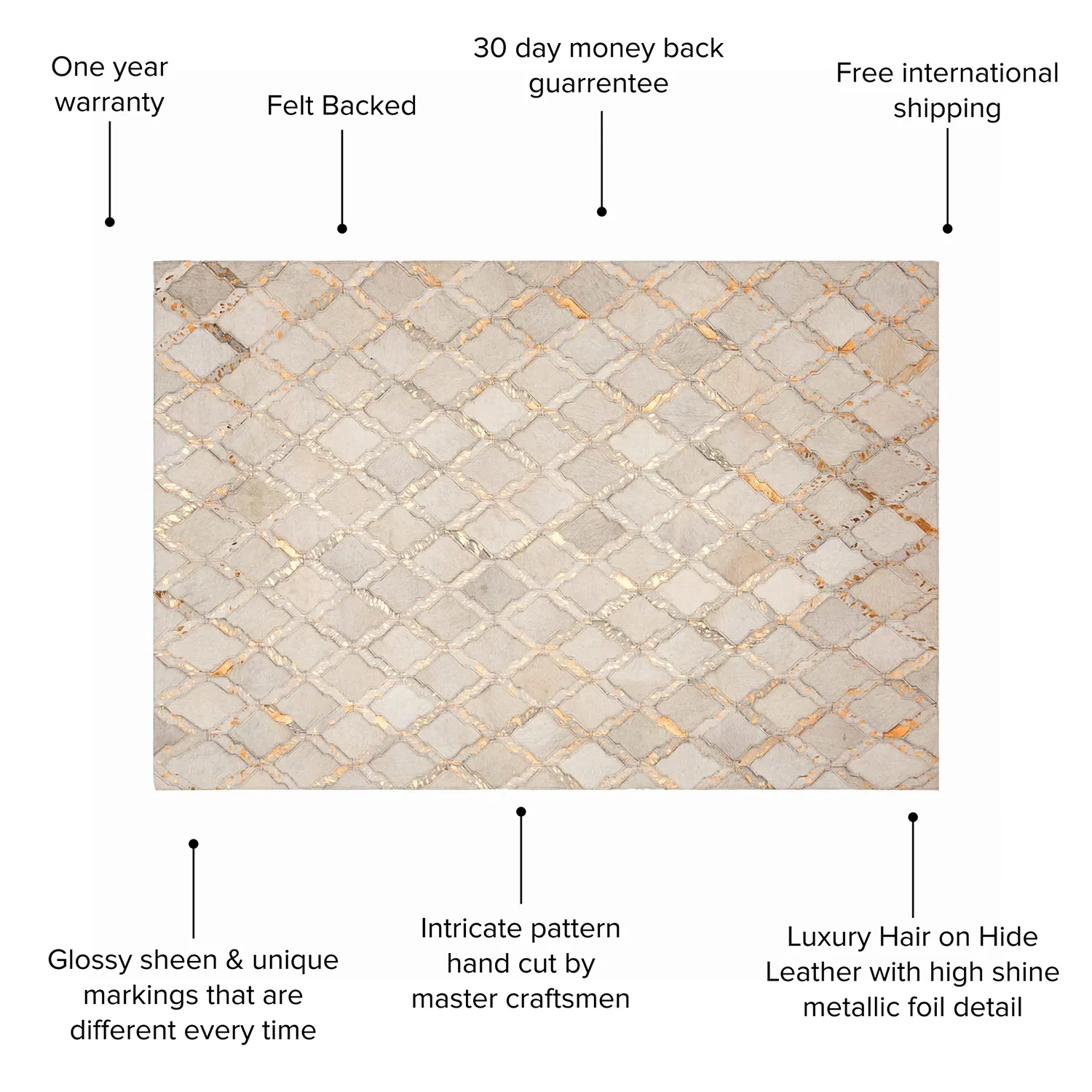 Cream & Gold Morroccan Style Geometric Rug - Image 3