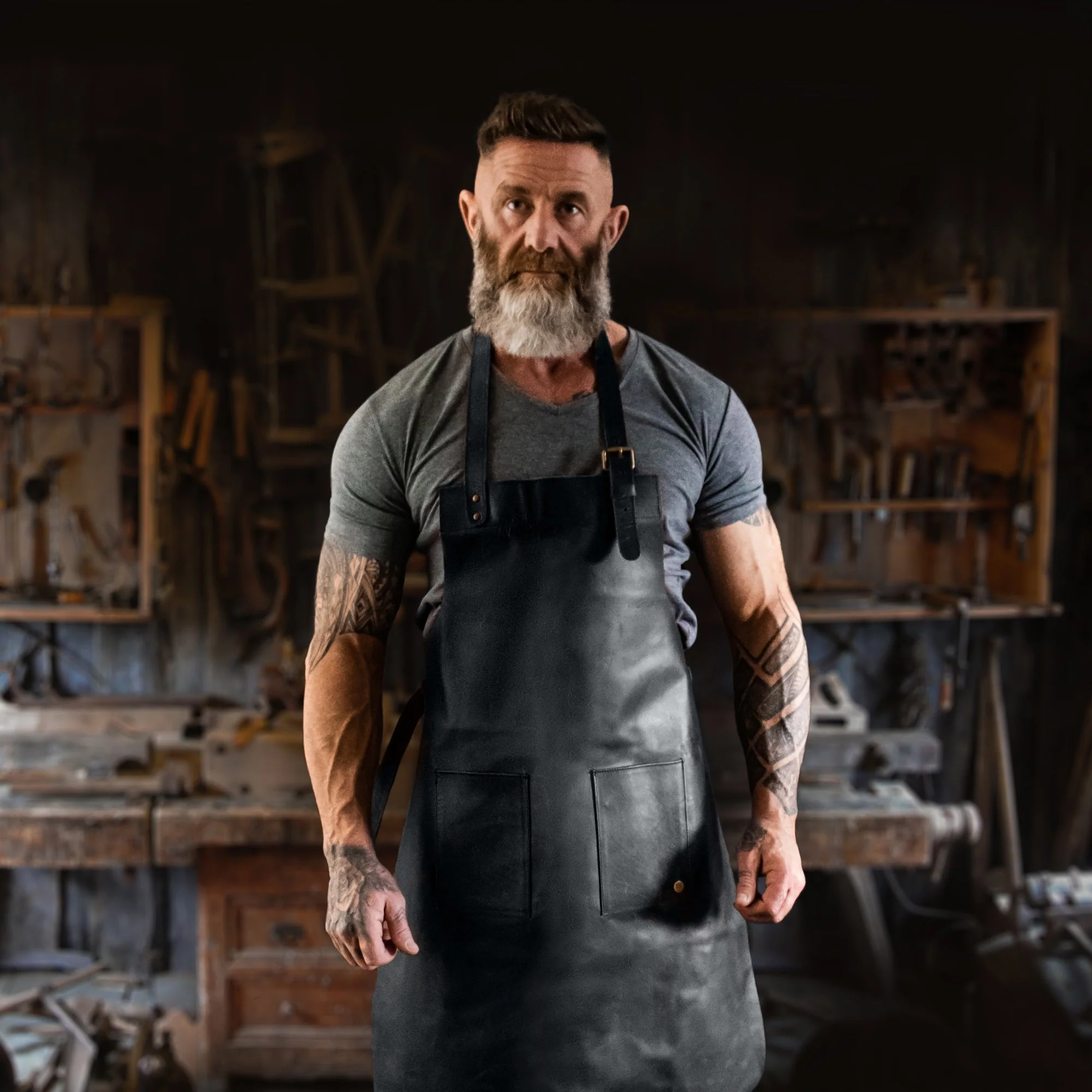 Double Pocket Leather Apron - Image 7