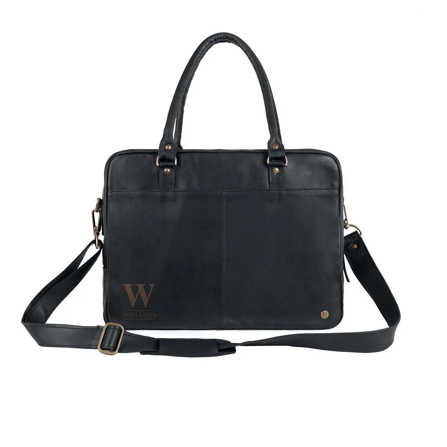 Laser Personalized Black Leather Laptop Bag - Image 6
