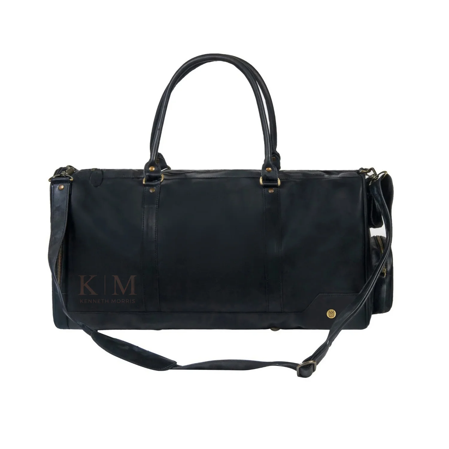 Laser Personalized Black Leather Overnight Bag - Image 5