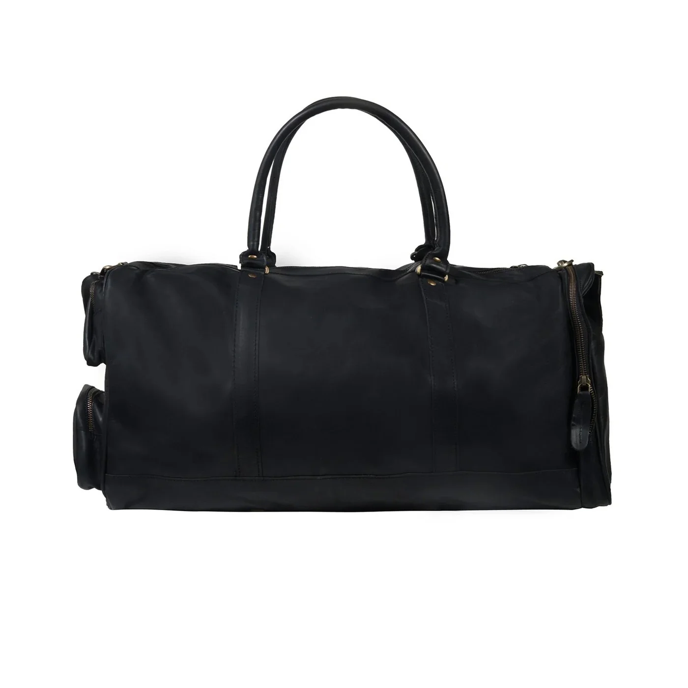 Laser Personalized Black Leather Overnight Bag - Image 8