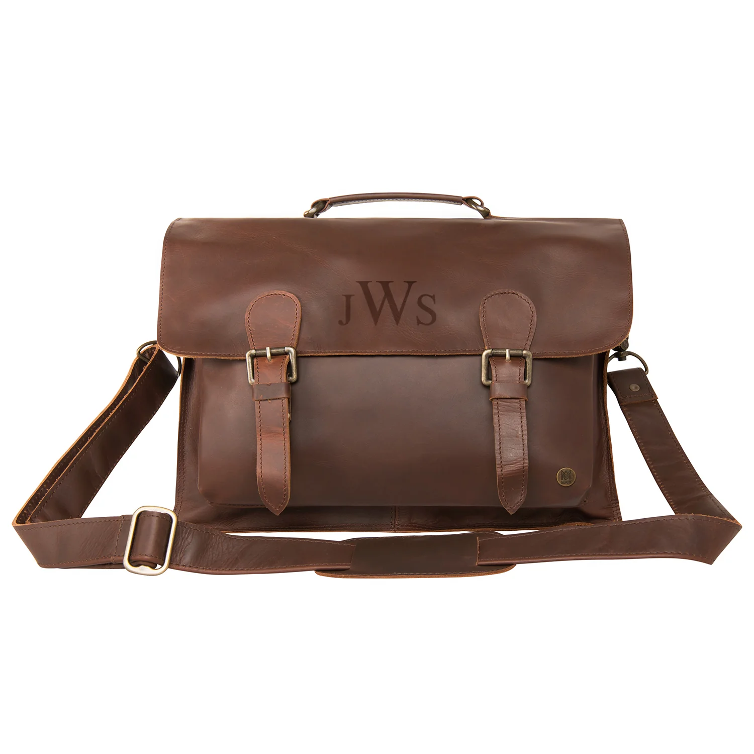Laser Personalized Leather Messenger Bag - Image 3