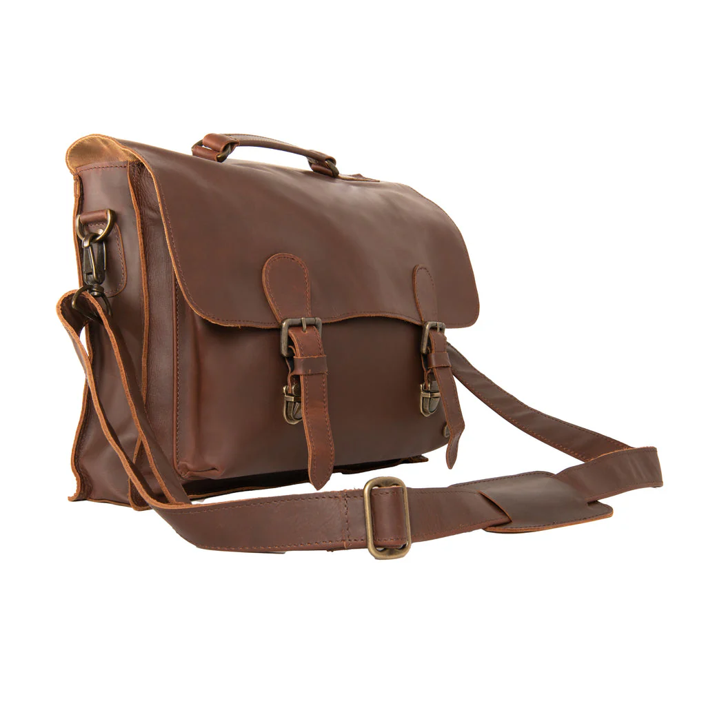 Laser Personalized Leather Messenger Bag - Image 4