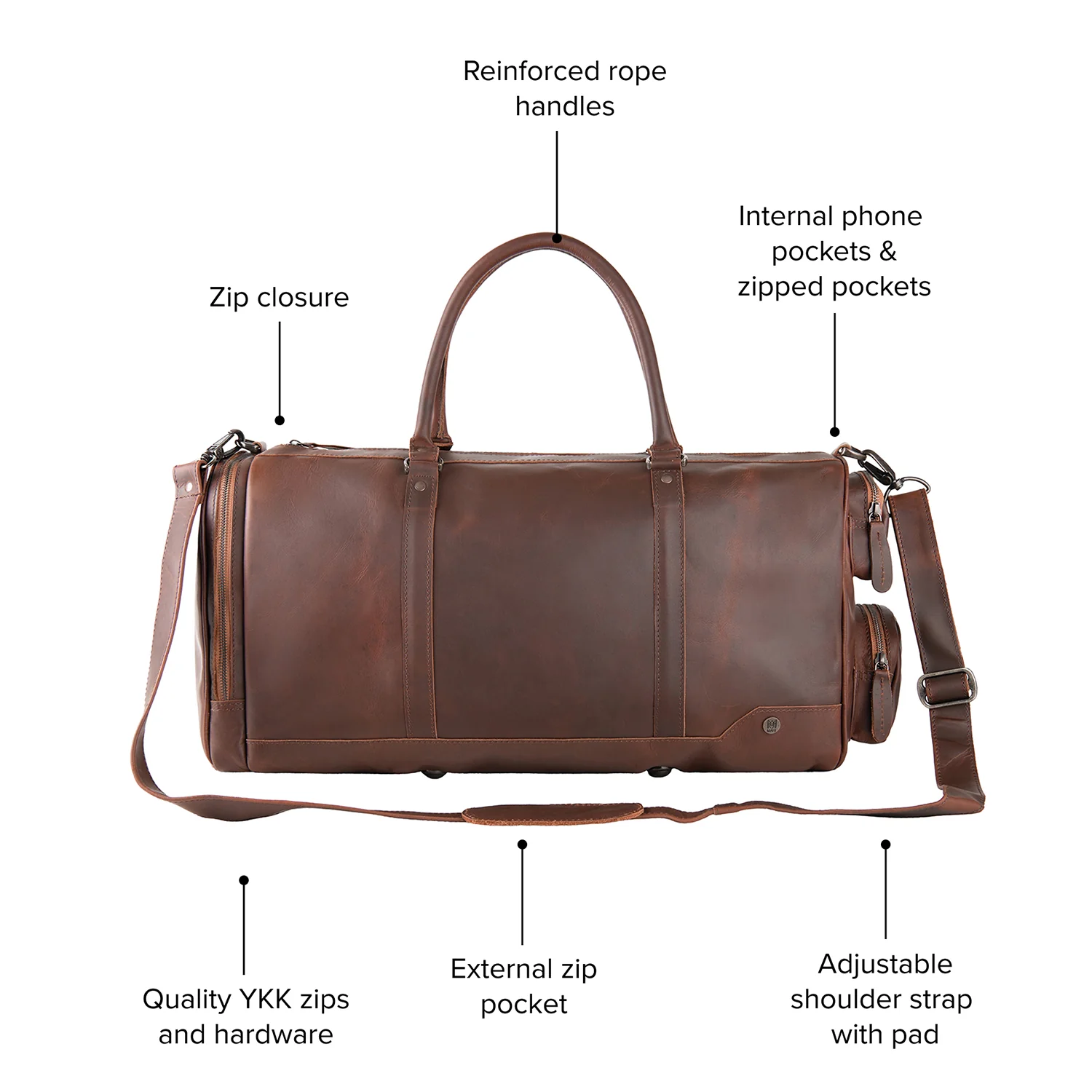 Laser Personalized Leather Overnight Bag - Image 7