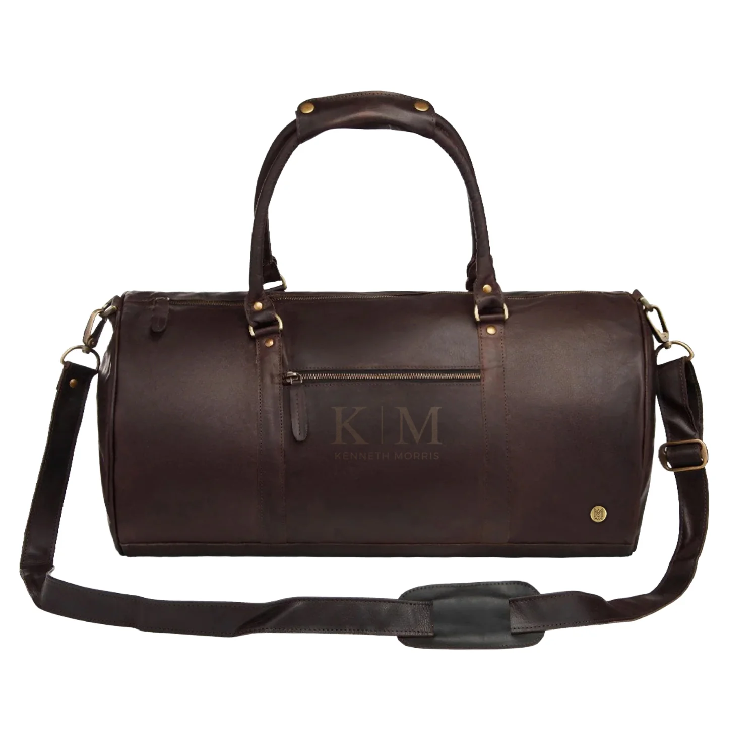 Laser Personalized Mahogany Leather Duffle Bag - Image 5
