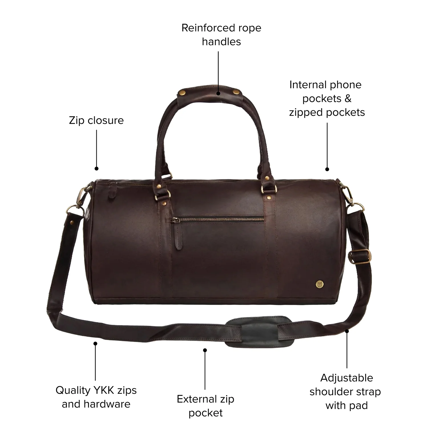 Laser Personalized Mahogany Leather Duffle Bag - Image 7