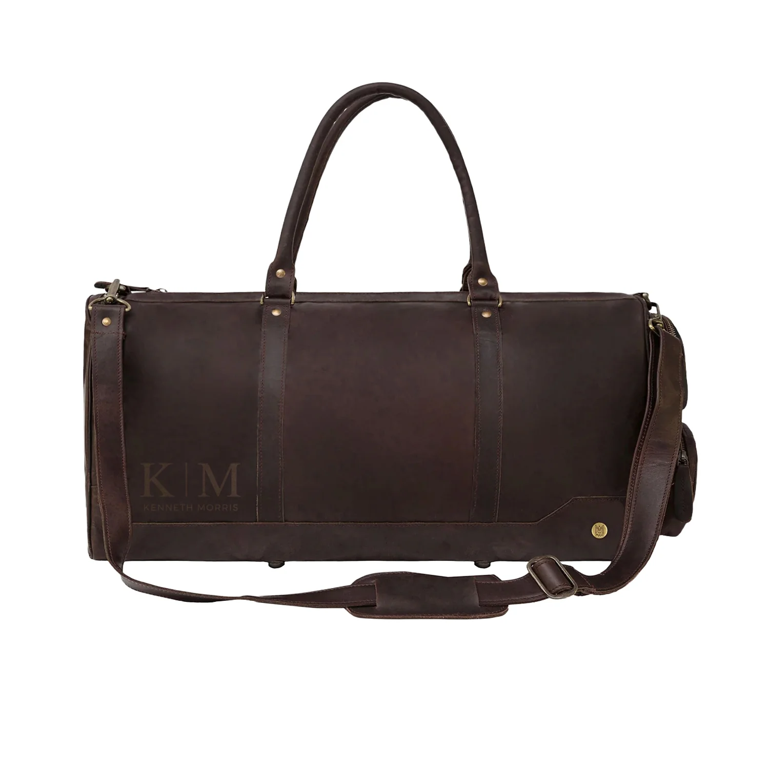 Laser Personalized Mahogany Leather Overnight Bag - Image 5