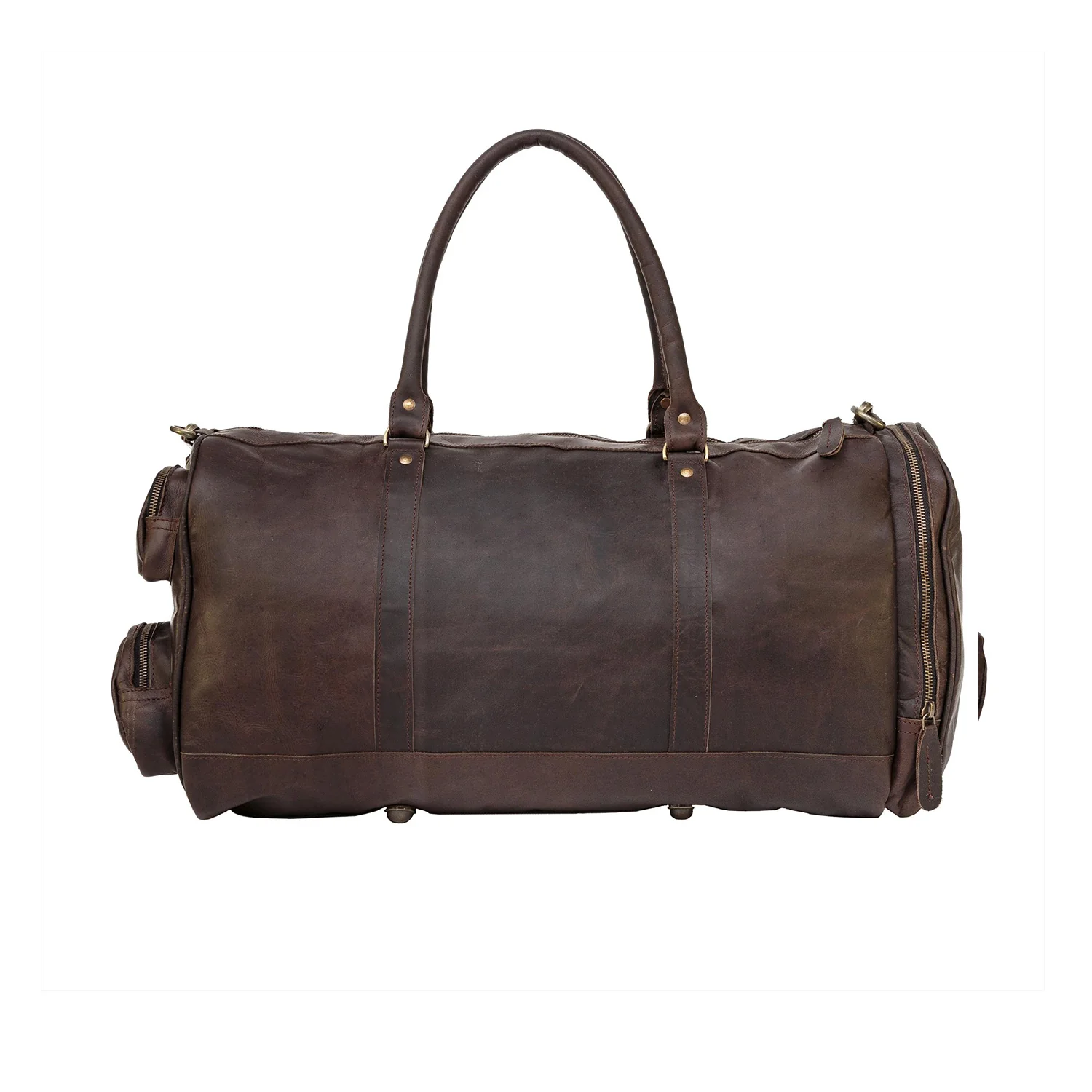 Laser Personalized Mahogany Leather Overnight Bag - Image 8