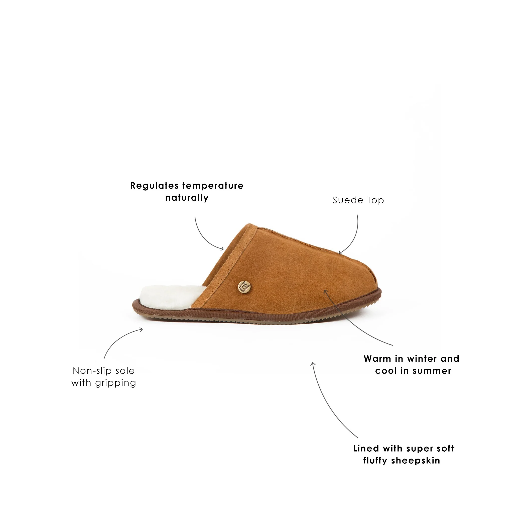 Men's Tan Sheepskin Slippers - Image 3