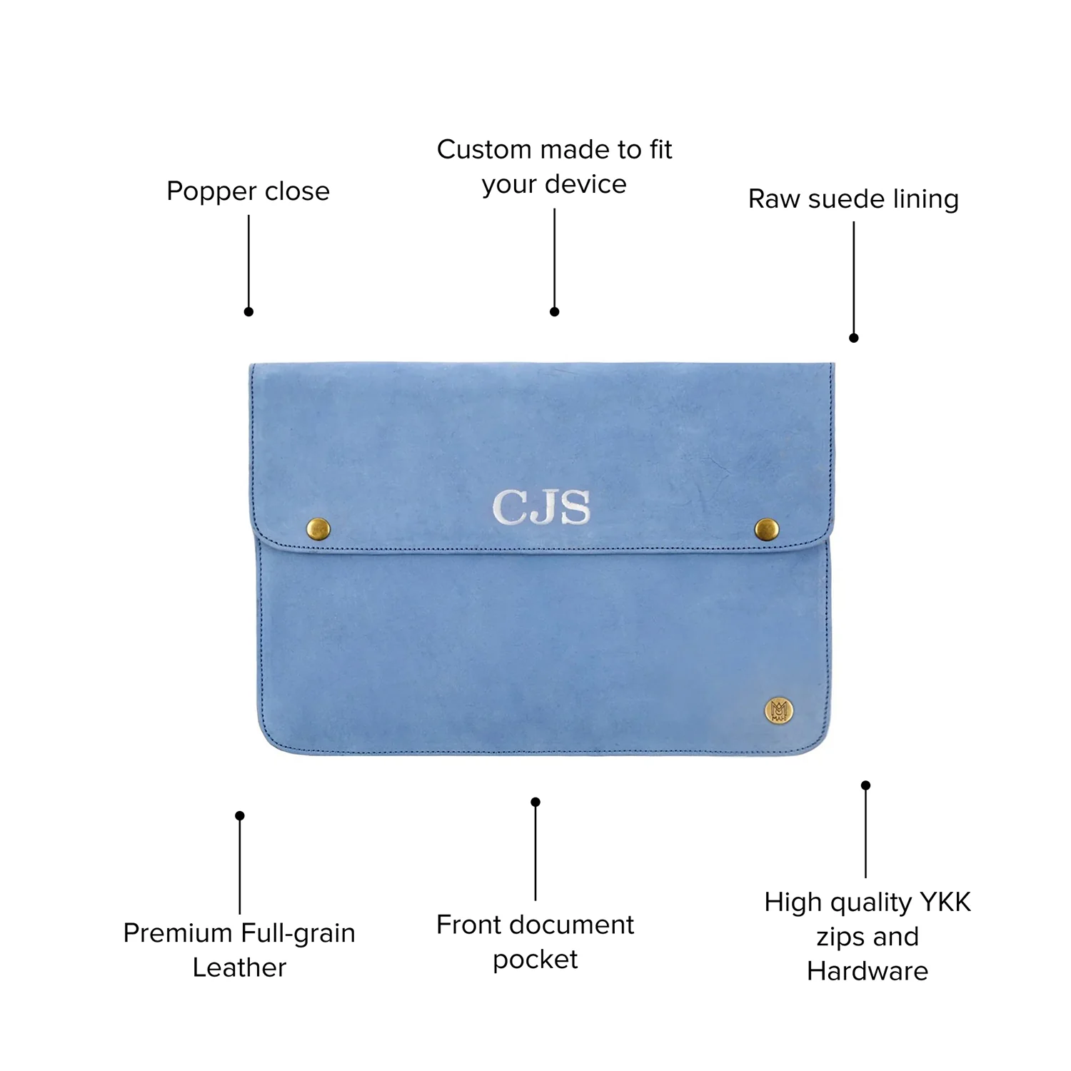 The Oslo Laptop Sleeve (Blue Suede) - Image 4