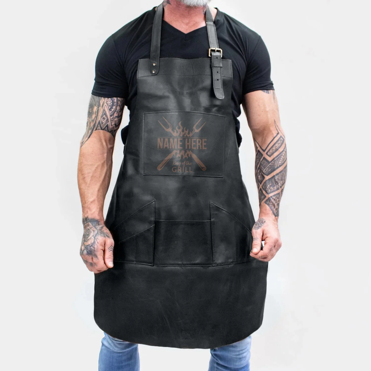 Personalized Black Barbecue Apron - Image 3