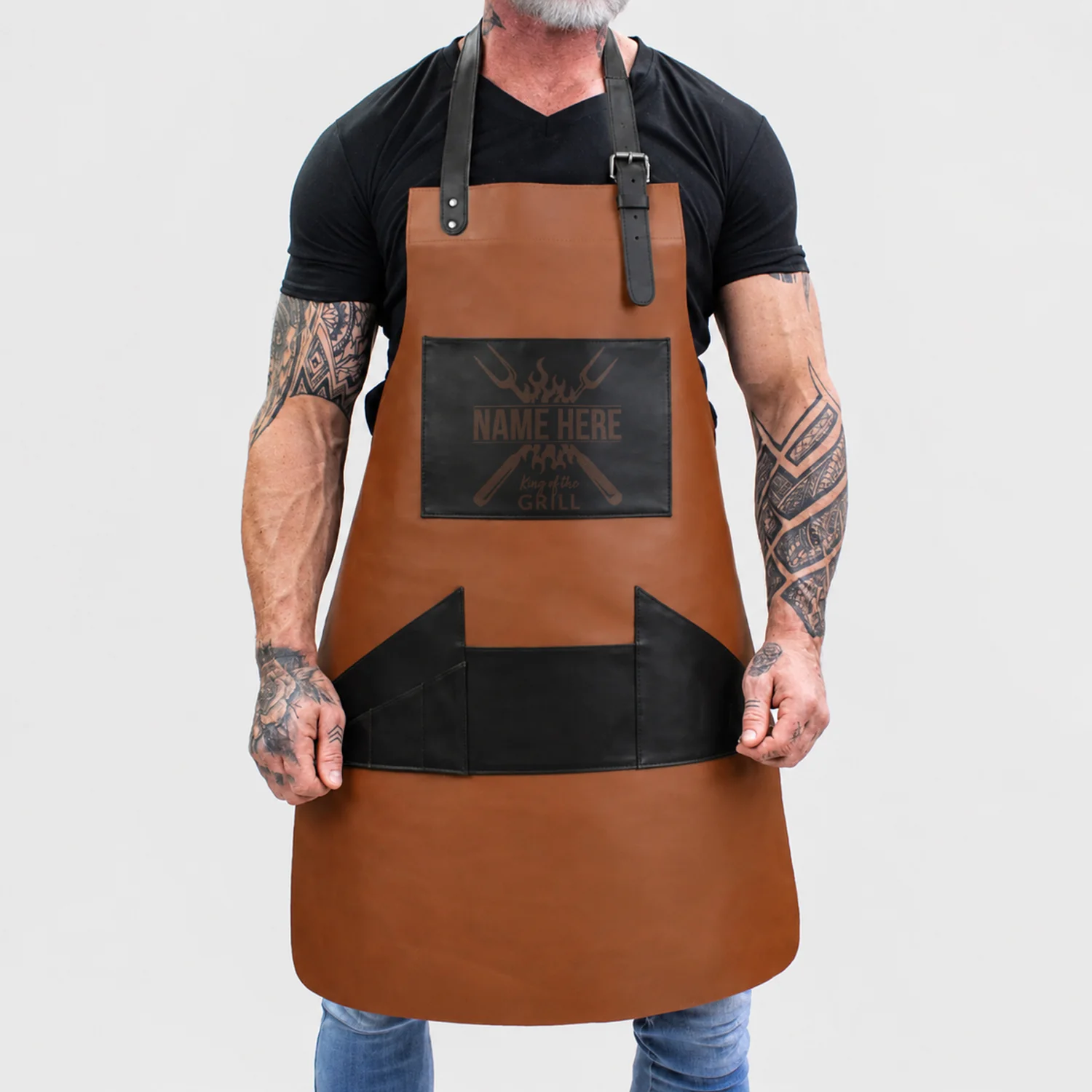 Personalized Tan Barbecue Apron - Image 3