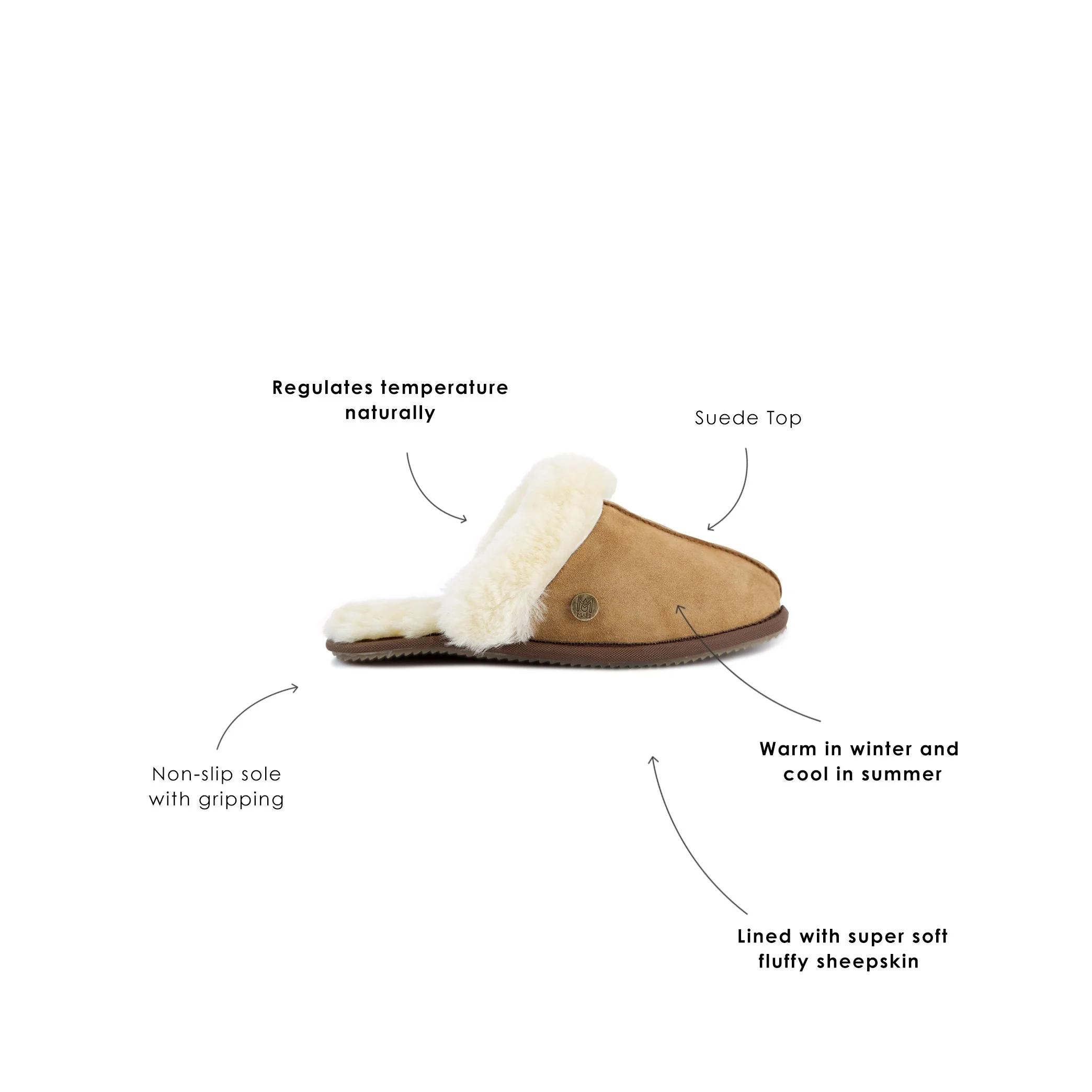 Tan Sheepskin Slippers - Image 3